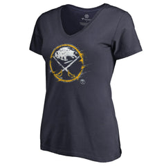 Buffalo Sabres Women's Splatter Logo V-Neck T-Shirt - Navy | US 2902301