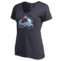 Colorado Avalanche Women's Splatter Logo V-Neck T-Shirt - Navy | US 2902305