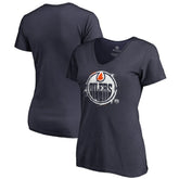 Edmonton Oilers Women's Splatter Logo V-Neck T-Shirt - Navy | US 2902309