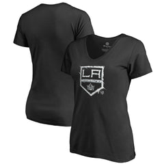 Los Angeles Kings Women's Splatter Logo V-Neck T-Shirt - Black | US 2902311