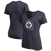 Winnipeg Jets Women's Splatter Logo V-Neck T-Shirt - Navy | US 2902328