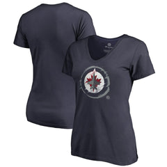 Winnipeg Jets Women's Splatter Logo V-Neck T-Shirt - Navy | US 2902328