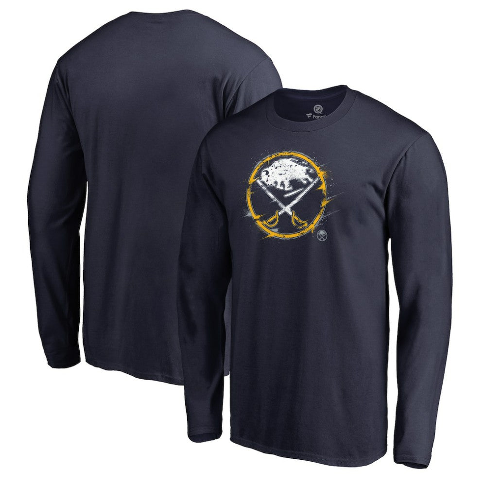 Buffalo Sabres Splatter Logo Long Sleeve T-Shirt - Navy | US 2902398