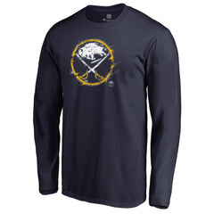 Buffalo Sabres Splatter Logo Long Sleeve T-Shirt - Navy | US 2902398