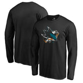 San Jose Sharks Splatter Logo Long Sleeve T-Shirt - Black | US 2902418