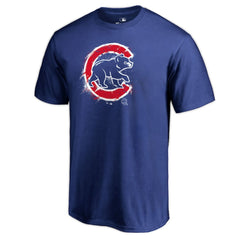Chicago Cubs Splatter Logo T-Shirt - Royal T-shirts