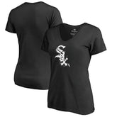 Chicago White Sox Women's Splatter Logo V-Neck T-Shirt - Black T-shirts
