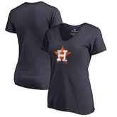 Houston Astros Women's Splatter Logo V-Neck T-Shirt - Navy T-shirts
