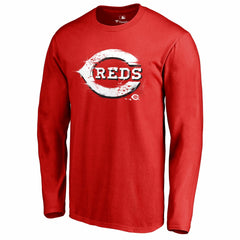 Cincinnati Reds Splatter Logo Long Sleeve T-Shirt - Red T-shirts