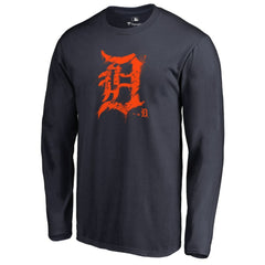 Detroit Tigers Splatter Logo Long Sleeve T-Shirt - Navy T-shirts