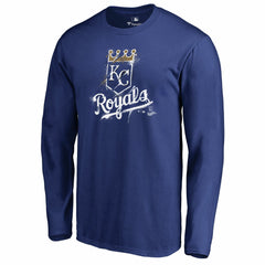 Kansas City Royals Splatter Logo Long Sleeve T-Shirt - Royal T-shirts