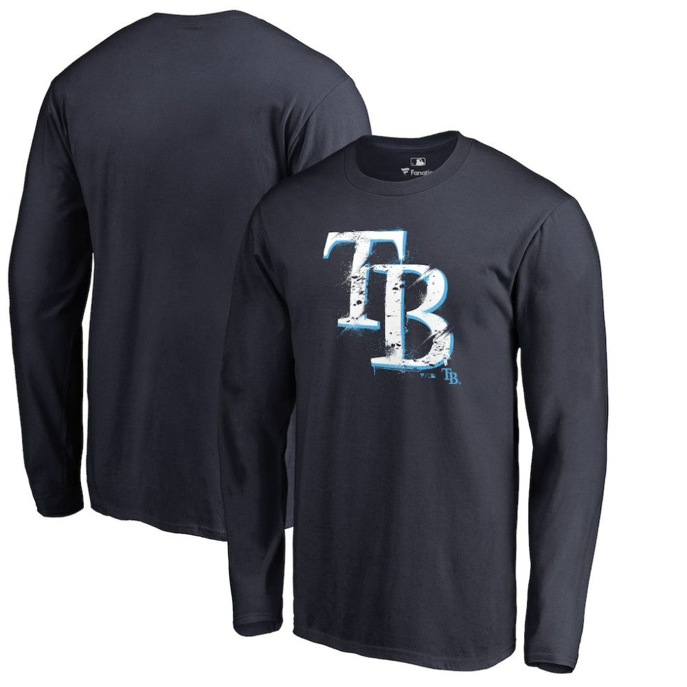 Tampa Bay Rays Splatter Logo Long Sleeve T-Shirt - Navy T-shirts