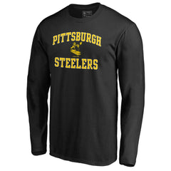 Pittsburgh Steelers Vintage Collection Victory Arch Long Sleeve T-Shirt - Black T-shirts