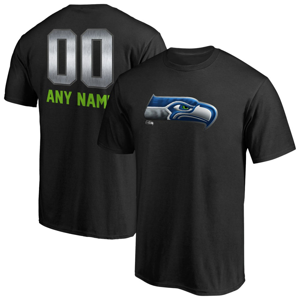 Seattle Seahawks Personalized Midnight Mascot T-Shirt - Black T-shirts