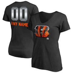 Cincinnati Bengals Women's Personalized Midnight Mascot T-Shirt - Black T-shirts