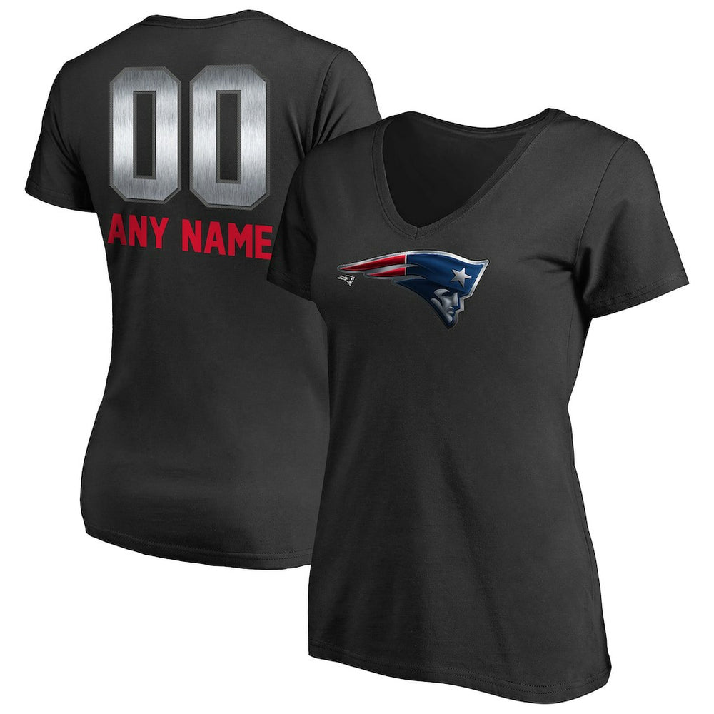 New England Patriots Women's Personalized Midnight Mascot T-Shirt - Black T-shirts