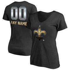 New Orleans Saints Women's Personalized Midnight Mascot T-Shirt - Black T-shirts