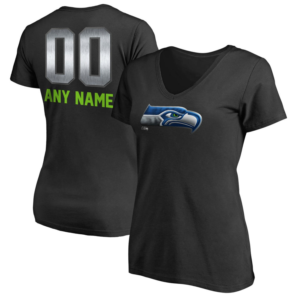 Seattle Seahawks Women's Personalized Midnight Mascot T-Shirt - Black T-shirts