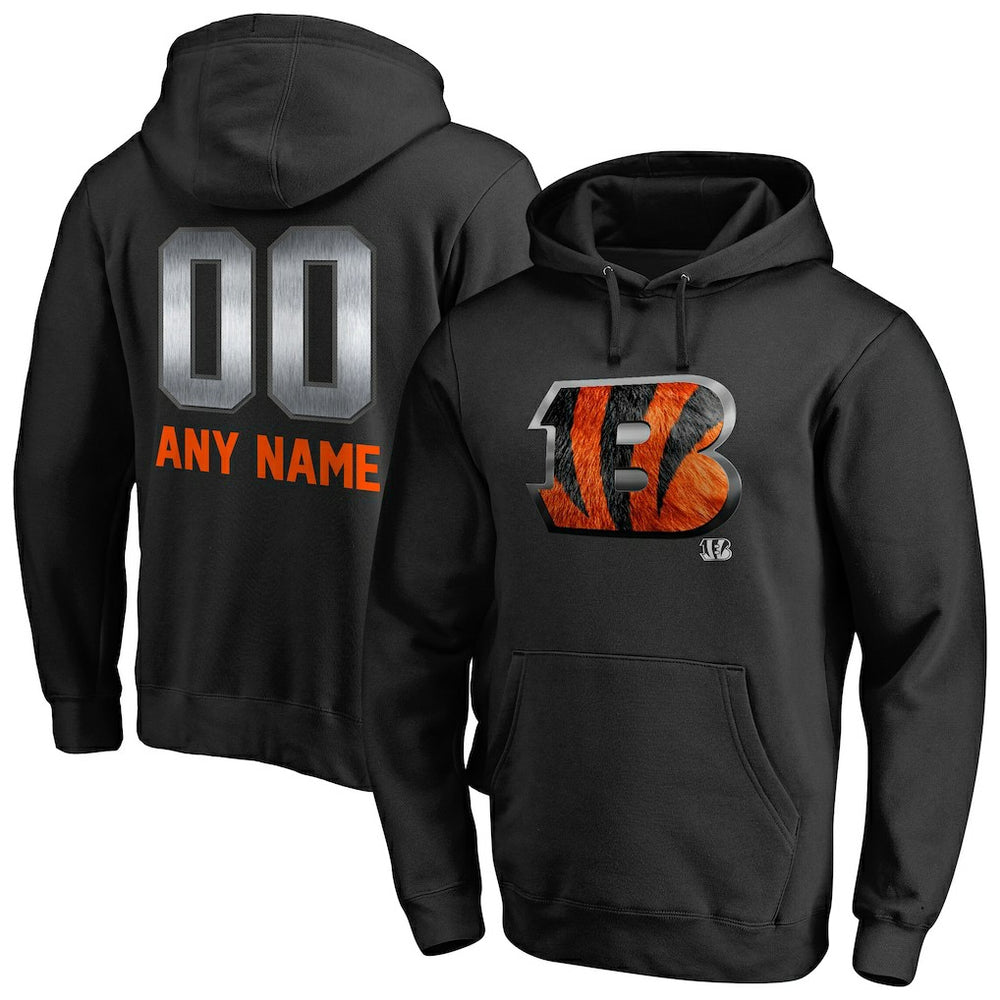 Cincinnati Bengals Personalized Midnight Mascot Pullover Hoodie - Black Hoodies