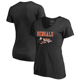 Cincinnati Bengals Women's Vintage Team Lockup V-Neck T-Shirt - Black T-shirts