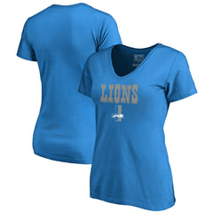 Detroit Lions Women's Vintage Team Lockup V-Neck T-Shirt - Blue T-shirts