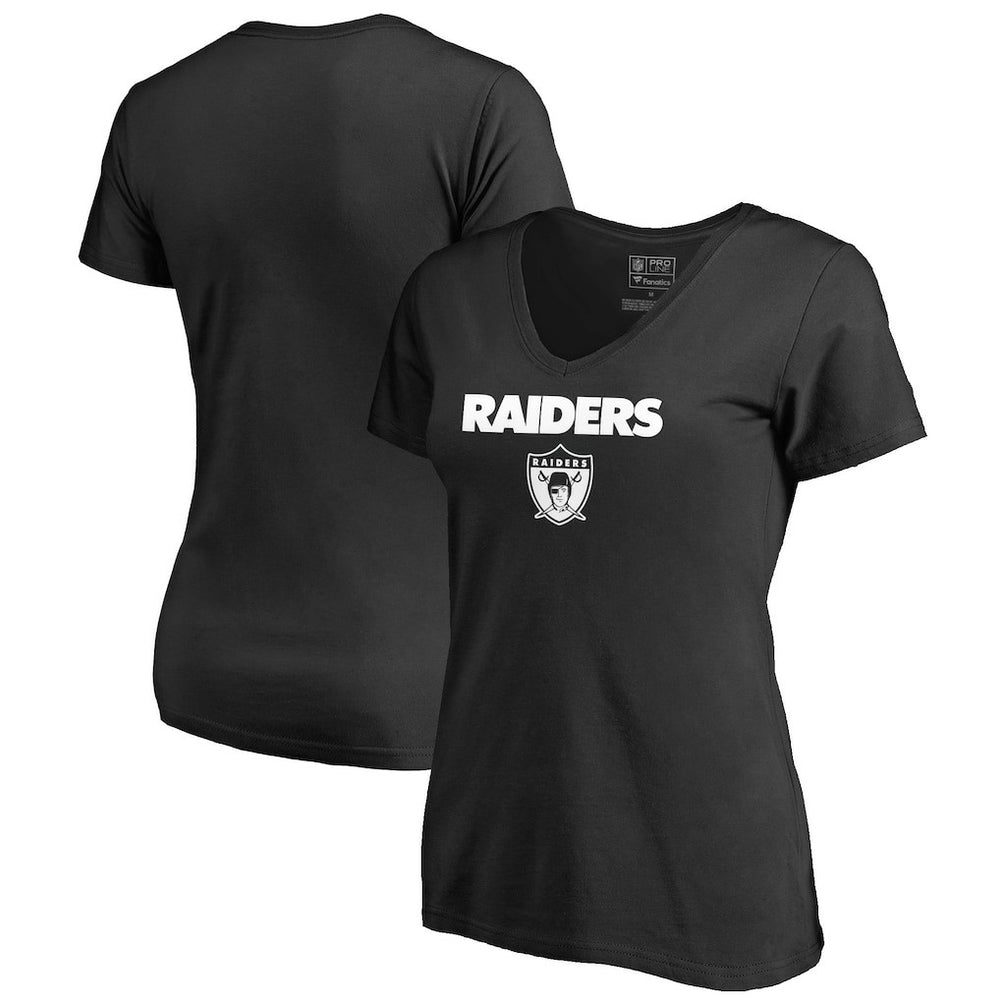 Las Vegas Raiders Women's Vintage Team Lockup V-Neck T-Shirt - Black T-shirts