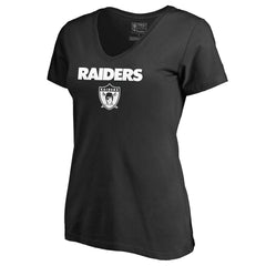 Las Vegas Raiders Women's Vintage Team Lockup V-Neck T-Shirt - Black T-shirts
