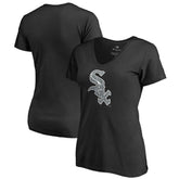 Chicago White Sox Women's Static Logo V-Neck T-Shirt - Black T-shirts