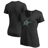 Dallas Stars Women's Static Logo V-Neck T-Shirt - Black | US 2926734