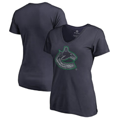 Vancouver Canucks Women's Static Logo V-Neck T-Shirt - Navy | US 2926752