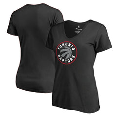Toronto Raptors Women's Primary Logo V-Neck T-Shirt Black