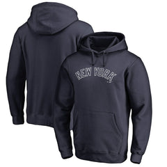 New York Yankees Official Wordmark Fitted Pullover Hoodie - Navy Hoodies
