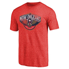 New Orleans Pelicans Distressed Logo Tri-Blend T-Shirt Red