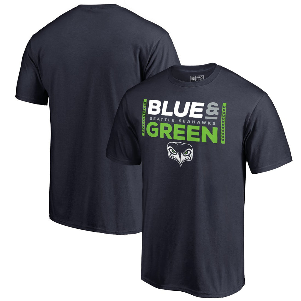 Seattle Seahawks Alternate Team Logo Gear Blue & Green T-Shirt - College Navy T-shirts