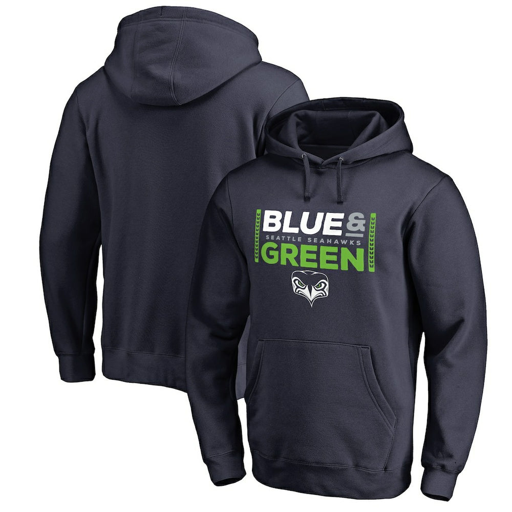 Seattle Seahawks Alternate Team Logo Gear Blue & Green Pullover Hoodie - College Navy Hoodies