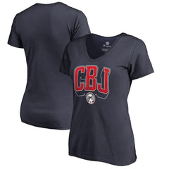 Columbus Blue Jackets Women's Fan Favorite Team Slogan V-Neck T-Shirt - Navy | US 2970584
