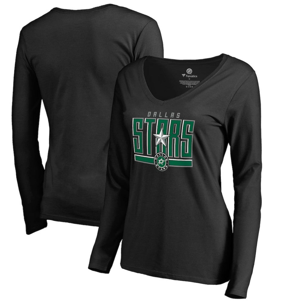 Dallas Stars Women's Hometown Collection V-Neck Long Sleeve T-Shirt - Black | US 2970613