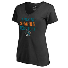 San Jose Sharks Women's Fan Favorite Team Slogan V-Neck T-Shirt - Black | US 2970771