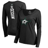 Tyler Seguin Dallas Stars Women's Backer Name & Number Slim Fit Long Sleeve V-Neck T-Shirt - Black | US 2975476