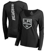 Anze Kopitar Los Angeles Kings Women's Backer Name & Number Slim Fit Long Sleeve V-Neck T-Shirt - Black | US 2975482
