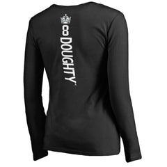 Drew Doughty Los Angeles Kings Women's Backer Name & Number Slim Fit Long Sleeve V-Neck T-Shirt - Black | US 2975483