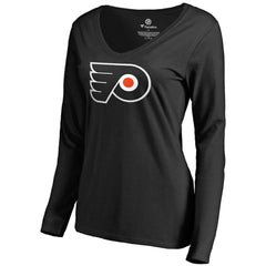 Travis Konecny Philadelphia Flyers Women's Backer Name & Number Slim Fit Long Sleeve V-Neck T-Shirt - Black | US 2975505
