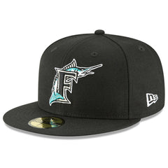 Florida Marlins New Era Cooperstown Collection Wool 59FIFTY Fitted Hat - Black Hats