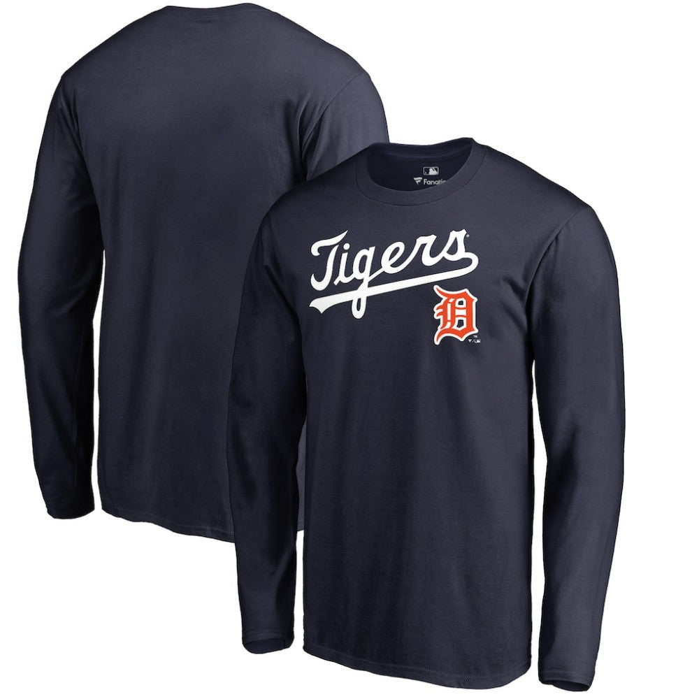Detroit Tigers Cooperstown Collection Wahconah Long Sleeve T-Shirt - Navy T-shirts