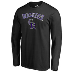 Colorado Rockies Team Lockup Long Sleeve T-Shirt - Black T-shirts