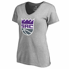 Sacramento Kings Women's Secondary Logo V-Neck T-Shirt Heathered Gray outlet