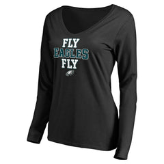 Philadelphia Eagles Women's Hometown Collection Fly Eagles Fly Long Sleeve T-Shirt - Black T-shirts