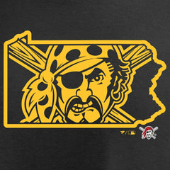 Pittsburgh Pirates Women's Hometown Collection Bucco State V-Neck T-Shirt - Black T-shirts