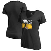 Pittsburgh Pirates Women's Hometown Collection Yinzer Nation V-Neck T-Shirt - Black T-shirts