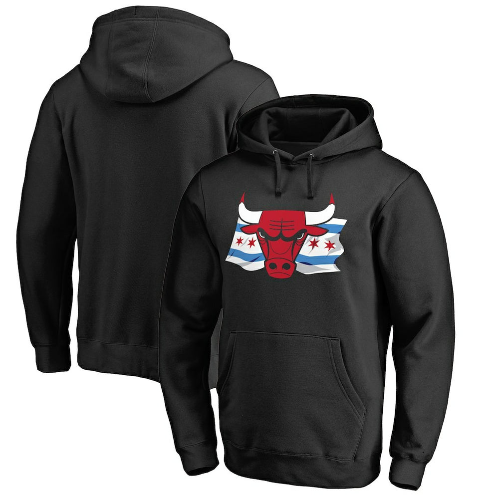 Chicago Bulls Hometown Collection Chicago Flag Pullover Hoodie Black